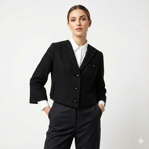 Salt & Pepper Structured Cropped Blazer Fitted Black Small
